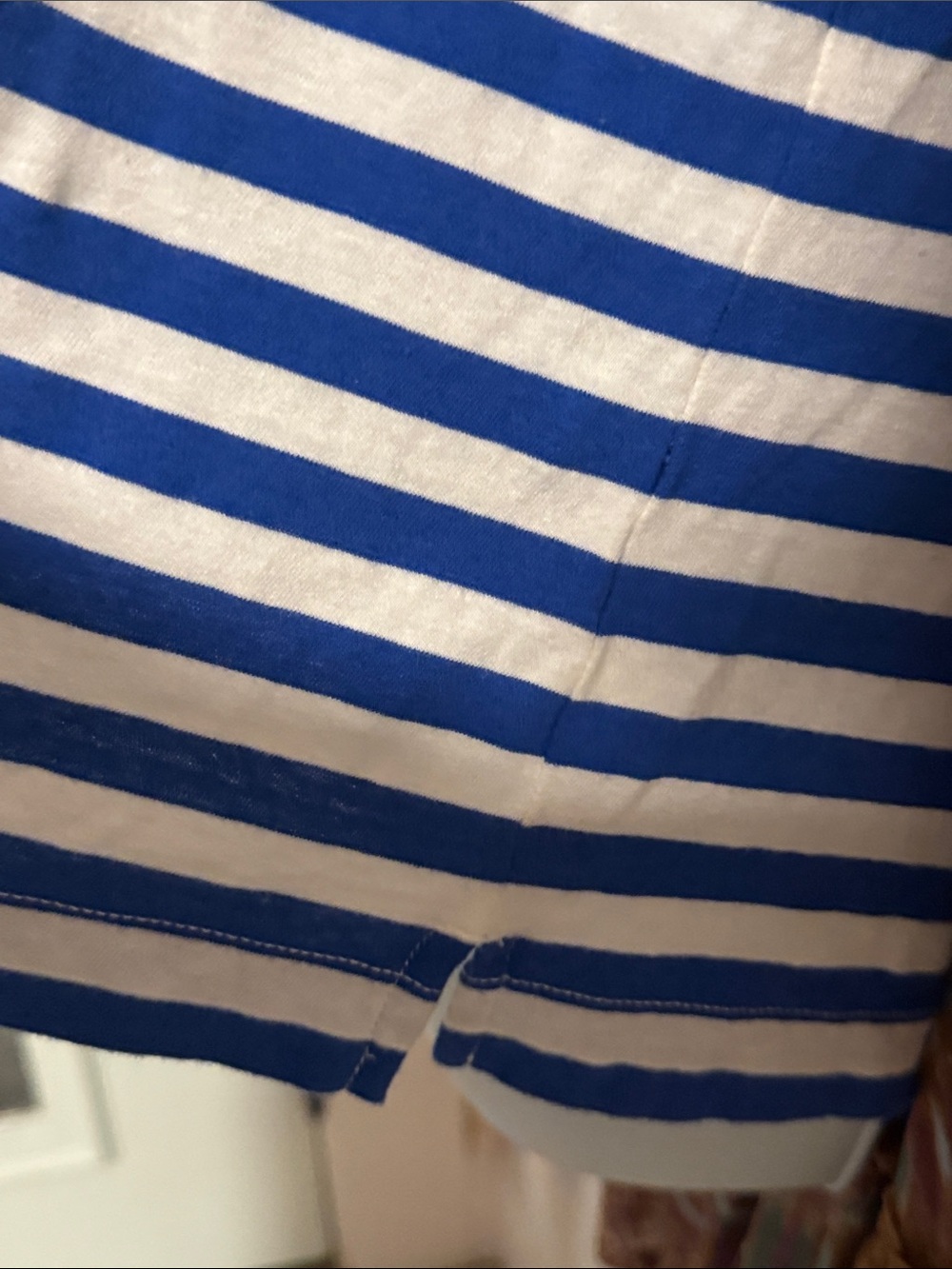 J.Crew Striped Blue and White with Green Palm Sequins Embroidered Racerback Tank - Picture 4 of 8